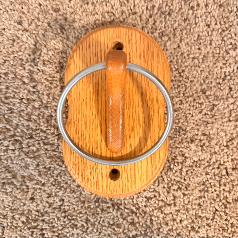 Handmade Wood and Metal Towel Ring Holder